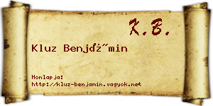 Kluz Benjámin névjegykártya